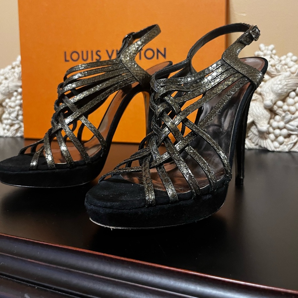 Barbara Bui Pewter Colored Python Embossed Platfo… - image 2